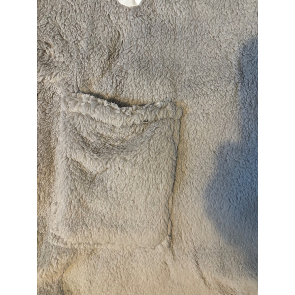 Women's Santa Christmas fluffy fleece long Sweatshirt L Gray - Picture 3 of 4